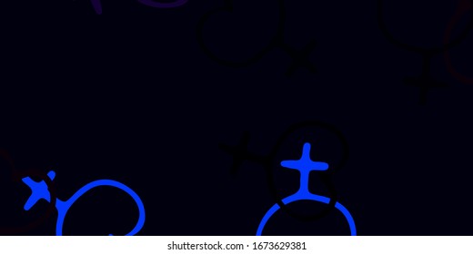 Light Pink, Blue vector background with woman symbols. Illustration with signs of women's strength and power. Background for International Women’s Day.