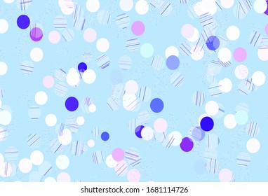 Light Pink, Blue vector background with bubbles. Blurred bubbles on abstract background with colorful gradient. Pattern for textures of wallpapers.