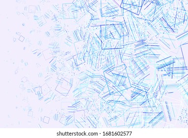 Light Pink, Blue vector background with polygonal style with circles. Glitter abstract illustration with spheres, squares, lines. Pattern for websites.