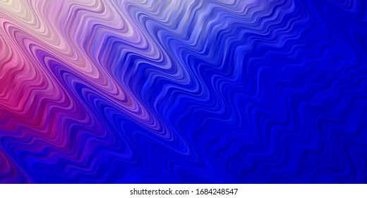 Light Pink, Blue vector background with lines. Illustration in halftone style with gradient curves. Template for your UI design.