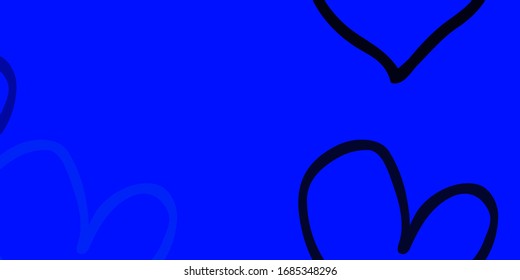 Light Pink, Blue vector background with hearts. Blurred decorative design in doodle style with hearts. Pattern for valentine's ad, booklets.