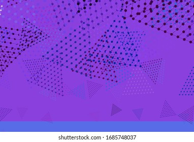 Light Pink, Blue vector background with triangles, circles. Illustration with set of colorful circles, triangles. Pattern for booklets, leaflets