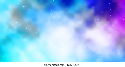 Light Pink, Blue vector background with small and big stars. Colorful illustration in abstract style with gradient stars. Pattern for new year ad, booklets.