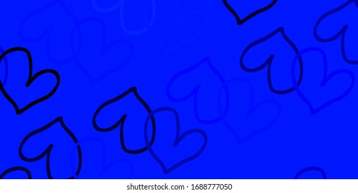 Light Pink, Blue vector background with Shining hearts. Illustration with hearts in love concept for valentine's day. Design for ad, poster, banner of Valentine Day.