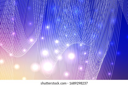 Light Pink, Blue vector background with xmas confetti. Beautiful colored illustration with ribbon in celebration style. The pattern can be used for carnival, festival leaflets.