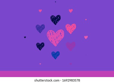 Light Pink, Blue vector background with Shining hearts. Smart illustration with gradient hearts in valentine style. Pattern for marriage gifts, congratulations.