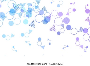 Fondo vectorial azul rosa claro con estilo poligonal con círculos. Ilustración de degradado abstracta con círculos, triángulos. Plan para folletos y folletos