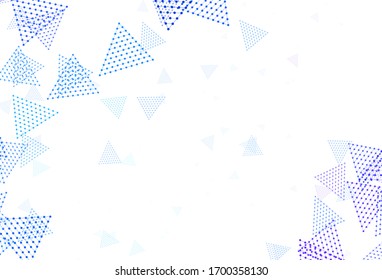Light Pink, Blue vector background with triangles, circles. Modern abstract illustration with colorful dots, lines. Modern template for landing page.