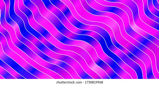 Light Pink, Blue vector background with curved lines. Colorful abstract illustration with gradient curves. Template for your UI design.