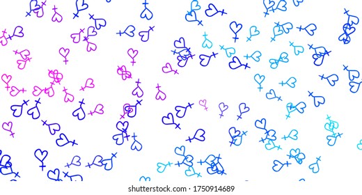 Light Pink, Blue vector background with woman symbols. Colorful illustration with gradient feminism shapes. Design for International Women’s Day.
