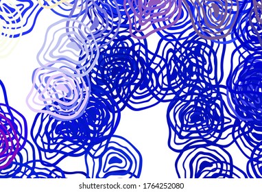 Hellrosa, blauer Vektorhintergrund mit verbogenen Linien. Abstrakte Illustration mit wry lines. Eine neue Textur für Ihre Anzeige, Broschüren, Broschüren.