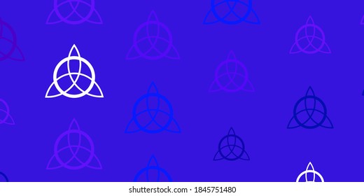 Light Pink, Blue vector background with occult symbols. Colorful vintage illustration with gradient alchemy shapes. Simple base for your occult design.