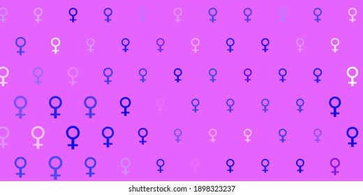 Light Pink, Blue vector background with woman symbols. Colorful illustration with gradient feminism shapes. Background for International Women Day.