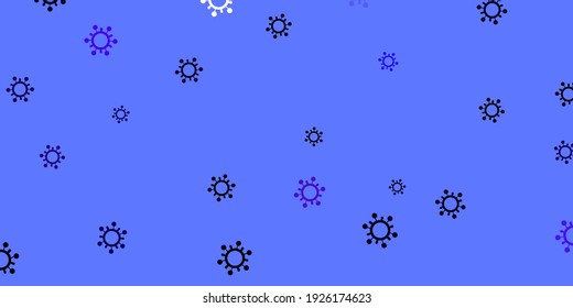Light pink, blue vector background with covid-19 symbols. Abstract illustration with biological gradient shapes. Simple drawing against danger fever.