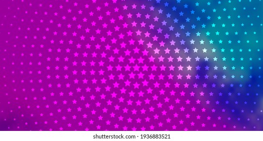 Pink claro, fondo vectorial azul con estrellas coloridas. Ilustración abstracta geométrica moderna con estrellas. Diseño para su promoción comercial.