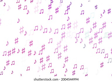Light Pink, Blue vector background with music symbols. Modern abstract illustration with melody keys. Pattern for school ad, booklets.