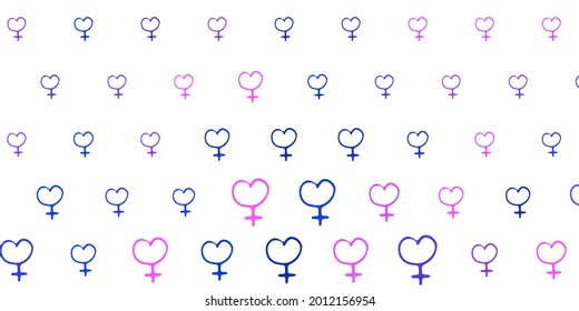 Light Pink, Blue vector background with woman symbols. Illustration with signs of women strength and power. Simple design for your web site.
