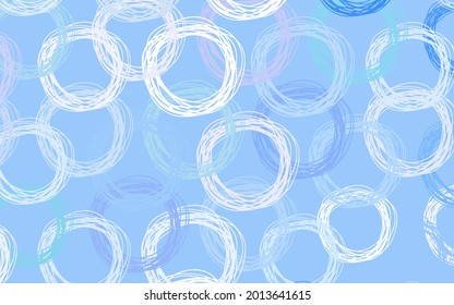 Pink claro, fondo vectorial azul con burbujas. Ilustración con un conjunto de círculos abstractos de colores brillantes. Patrón para sitios web hermosos.