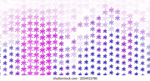 Light Pink, Blue vector background with covid-19 symbols. Colorful abstract illustration with gradient medical shapes. Design for biohazard warning.