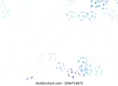 Light Pink, Blue vector background with arithmetic signs. Modern geometrical illustration with numerals. Pattern for posters, banners of math books.