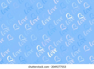 Light Pink, Blue vector background with Shining hearts. Beautiful abstract hearts on colorful gradient background. Pattern for carnival, festival romantic leaflets.