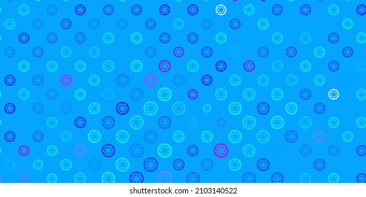 Light Pink, Blue vector background with occult symbols. Abstract illustration with gothic gradient shapes. Simple design for occult depiction.