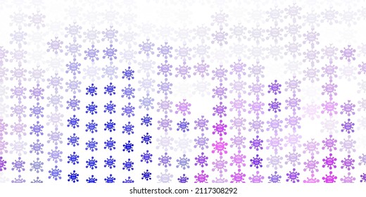 Light Pink, Blue vector background with covid-19 symbols. Colorful abstract illustration with gradient medical shapes. Design for biohazard warning.