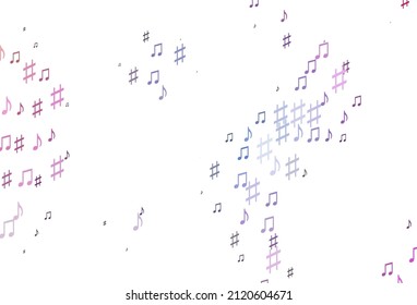 Light Pink, Blue vector background with music symbols. Modern abstract illustration with melody keys. Pattern for school ad, booklets.