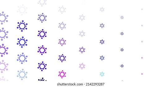 Light Pink, Blue vector background with covid-19 symbols. Simple design in abstract style with infection forms. Simple design against epidemic information.