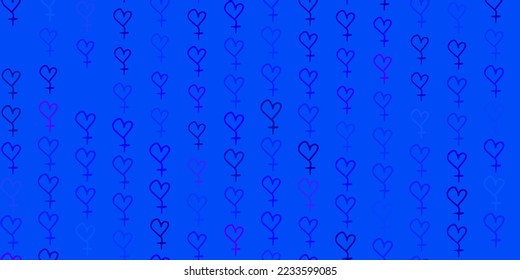 Light Pink, Blue vector background with woman symbols. Colorful feminism symbols with a gradient in modern style. Elegant design for wallpapers.