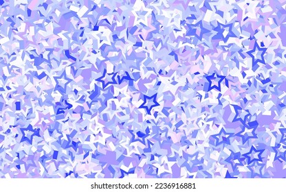 Color rosa claro, fondo vectorial azul con estrellas de color. Decoración borrosa de estilo sencillo con estrellas. Diseño inteligente para su anuncio comercial.