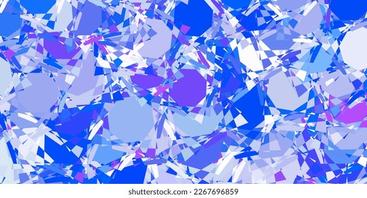 Hellrosa, blauer Vektorhintergrund mit polygonalen Formen. Dreiecksformen mit buntem Farbverlauf im abstrakten Stil. Muster für Werbeaktionen.