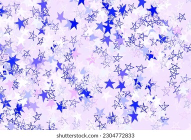 Light Pink, Blue vector background with colored stars. Blurred decorative design in simple style with stars. Smart design for your business advert.
