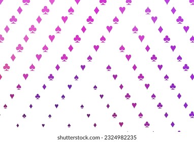 Light Pink, Blue vector background with cards signs. Illustration with set of hearts, spades, clubs, diamonds. Design for ad, poster, banner of gambling websites.