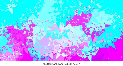 Hellrosa, blauer Vektorhintergrund mit polygonalen Formen. Webmaterial-Illustration mit bunten abstrakten Dreiecken. Muster für Bildschirmhintergründe.
