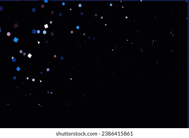 Light Pink, Blue vector background with triangles, circles, cubes. Decorative design in abstract style with lines, dots, cubes. Pattern for commercials.