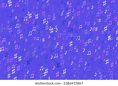 Light Pink, Blue vector background with music symbols. Modern abstract illustration with melody keys. Template for fasion magazines.