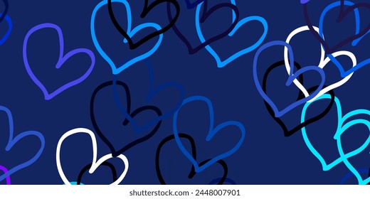 Light Pink, Blue vector background with hearts. Beautiful colored illustration with hearts in celebration style. Pattern for carnival, festival romantic leaflets.