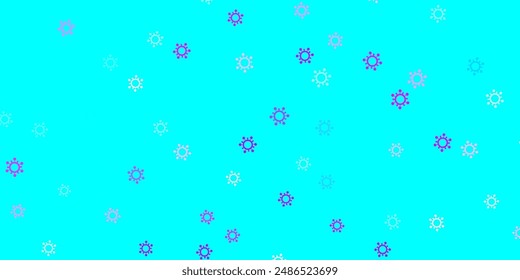 Light pink, blue vector background with covid-19 symbols. Colorful  gradient illness symbols in simple abstract style. Best design for quarantine events.