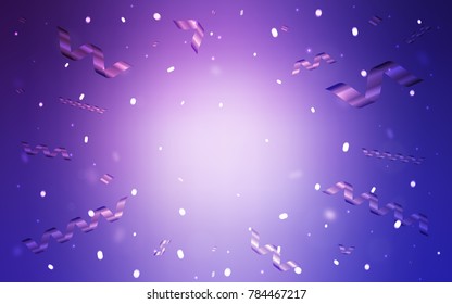 Light Pink, Blue vector background with xmas confetti. Decorative shining illustration with ribbons on abstract template. The pattern can be used for carnival, festival leaflets.