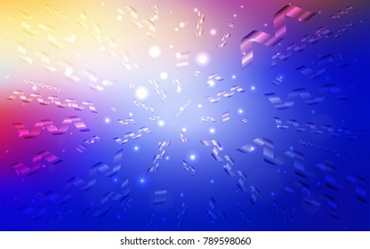 Light Pink, Blue vector background with xmas confetti. Modern geometrical abstract illustration with carnival ribbons. The pattern can be used for carnival, festival leaflets.