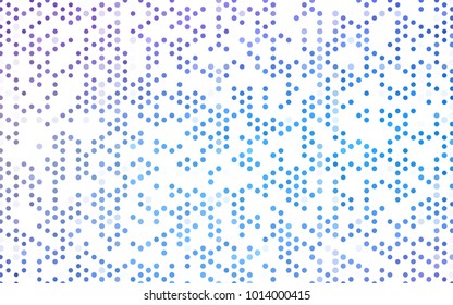 Light Pink, Blue vector banner with circles, spheres. Abstract spots. Background of Art bubbles in halftone style with colored gradient.
