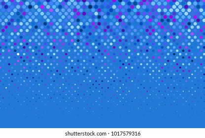Light Pink, Blue vector banner with circles, spheres. Abstract spots. Background of Art bubbles in halftone style with colored gradient.