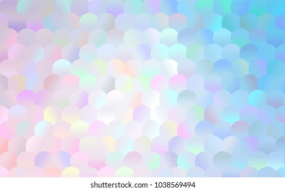 Light Pink, Blue vector banner with circles, spheres. Abstract spots. Background of Art bubbles in halftone style with colored gradient.
