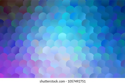 Light Pink, Blue vector banner with circles, spheres. Abstract spots. Background of Art bubbles in halftone style with colored gradient.