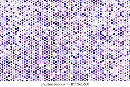 Light Pink, Blue vector banner with circles, spheres. Abstract spots. Background of Art bubbles in halftone style with colored gradient.