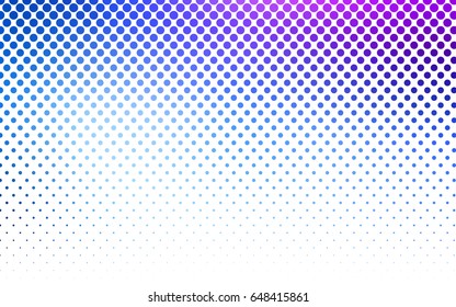 Light Pink, Blue vector banner with circles, spheres. Abstract spots. Background of Art bubbles in halftone style with colored gradient.