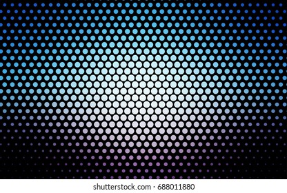 Light Pink, Blue vector banner with circles, spheres. Abstract spots. Background of Art bubbles in halftone style with colored gradient.