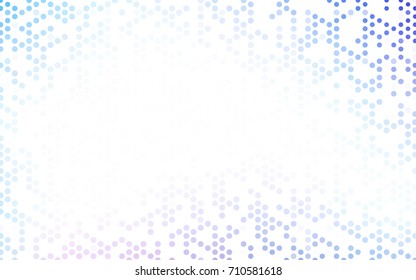 Light Pink, Blue vector banner with circles, spheres. Abstract spots. Background of Art bubbles in halftone style with colored gradient.