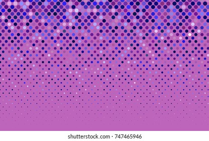 Light Pink, Blue vector banner with circles, spheres. Abstract spots. Background of Art bubbles in halftone style with colored gradient.